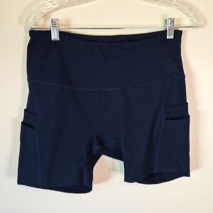 Woweny women's navy blue bike shorts size Large spandex/poly NWT